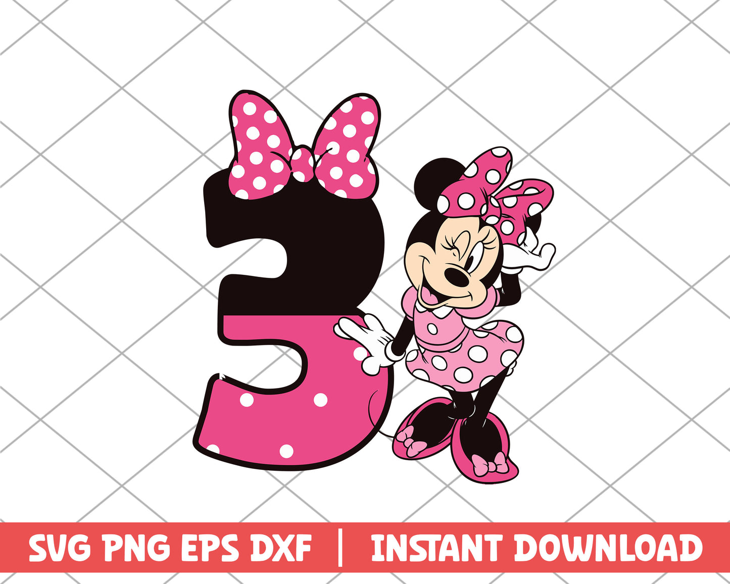 Minnie mouse three disney svg