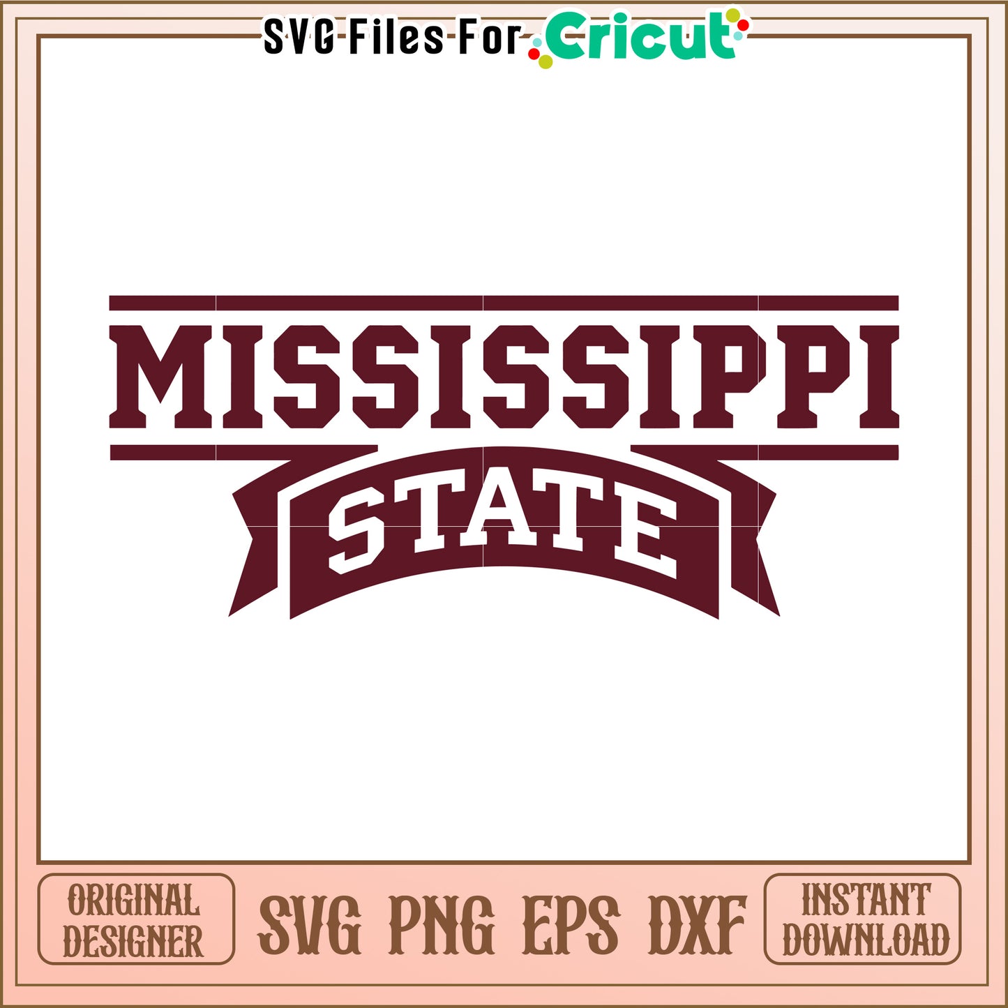 Mississippi State SVG File for Cricut, Perfect for Custom Designs and Crafts