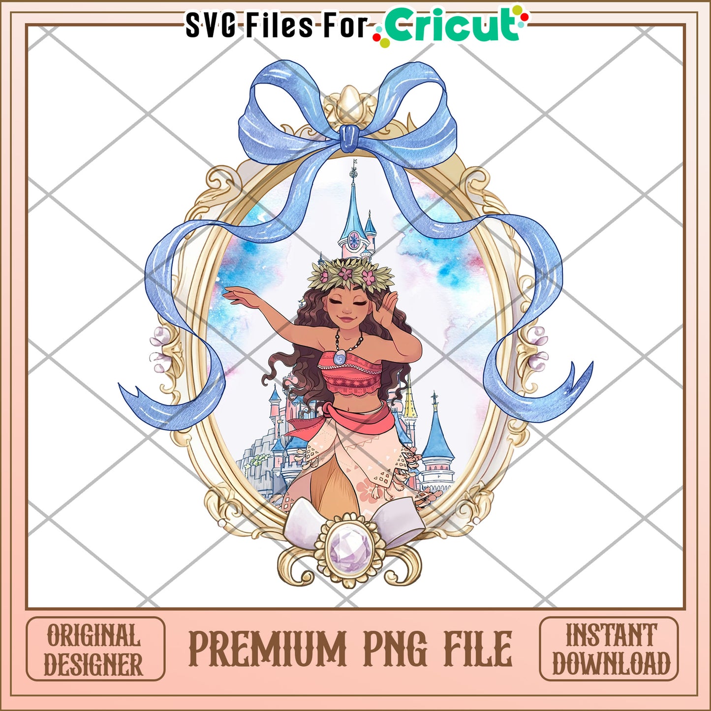 Moana Disney Princess PNG Frame Watercolor