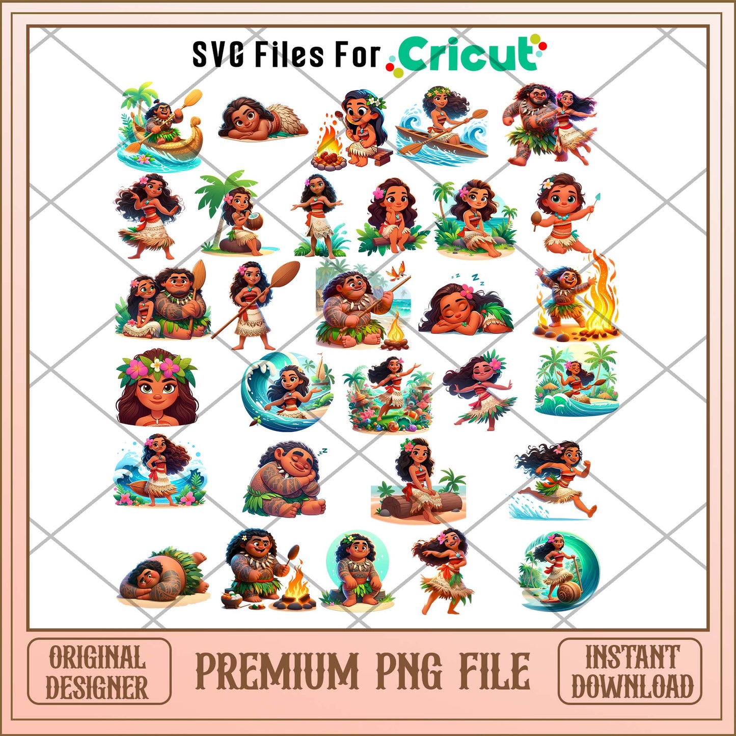 Moana Princess Chibi png bundle, Disney princess chibi bundle
