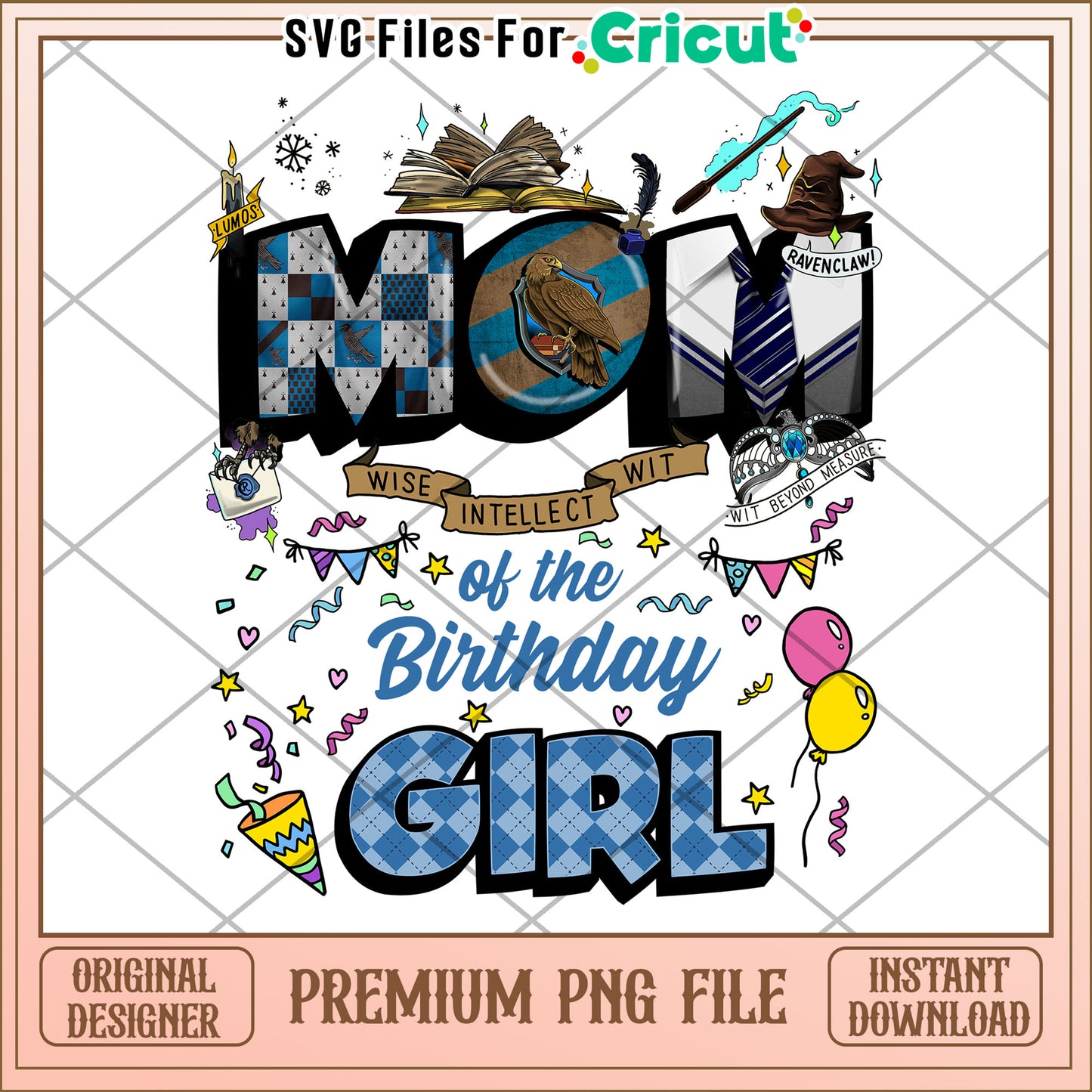 Mom Birthday Girl PNG Ravenclaw Design