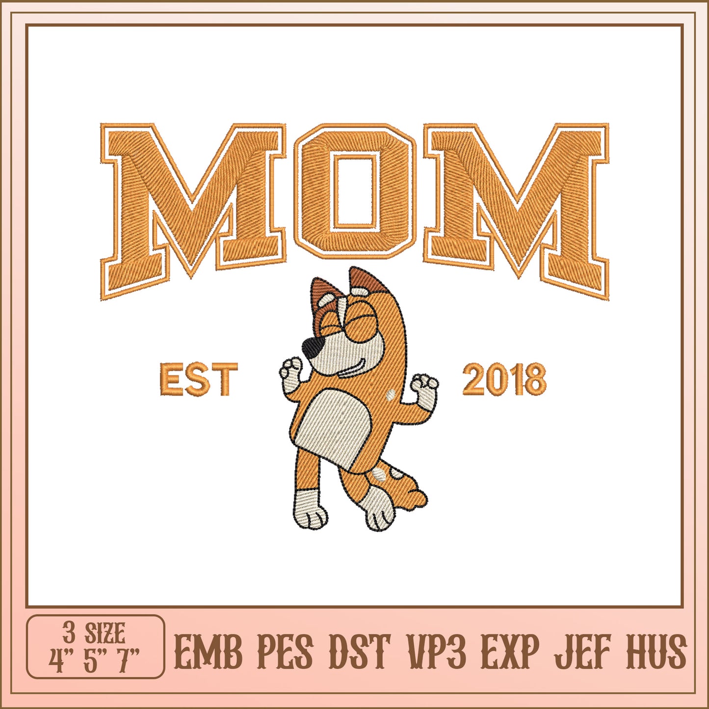 Mom Dog Embroidery Design 3 Sizes