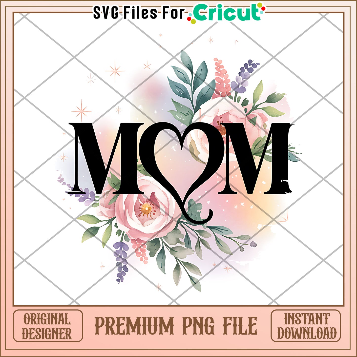 Mom Floral PNG Design Instant Download