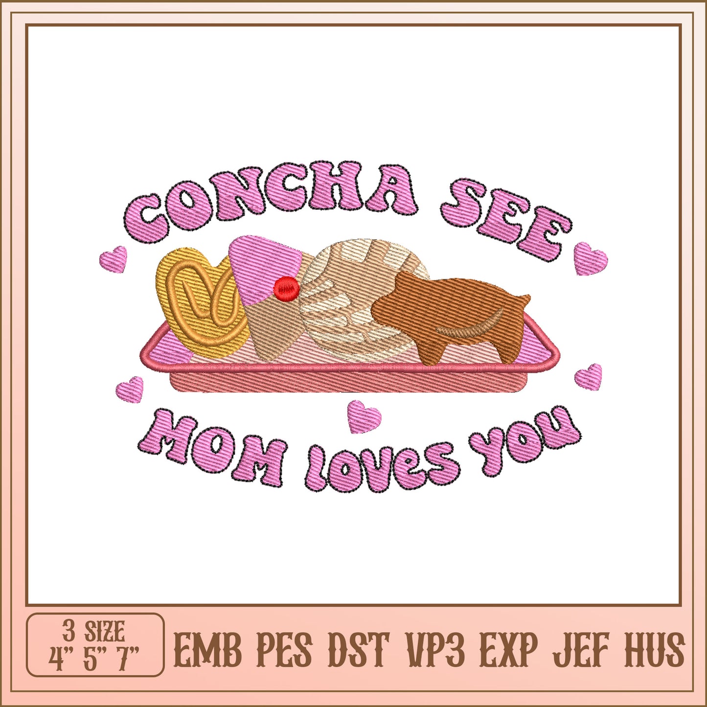 Mom Loves You Concha Embroidery
