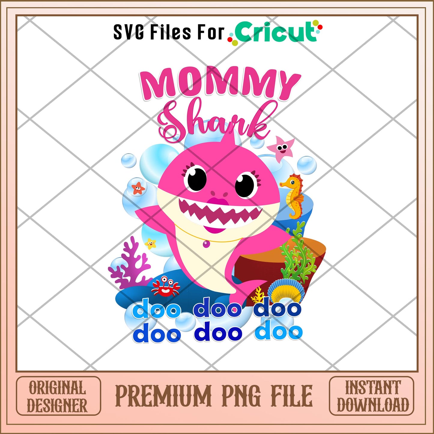 Mommy Baby Shark Png, Baby Shark characters png, digital download
