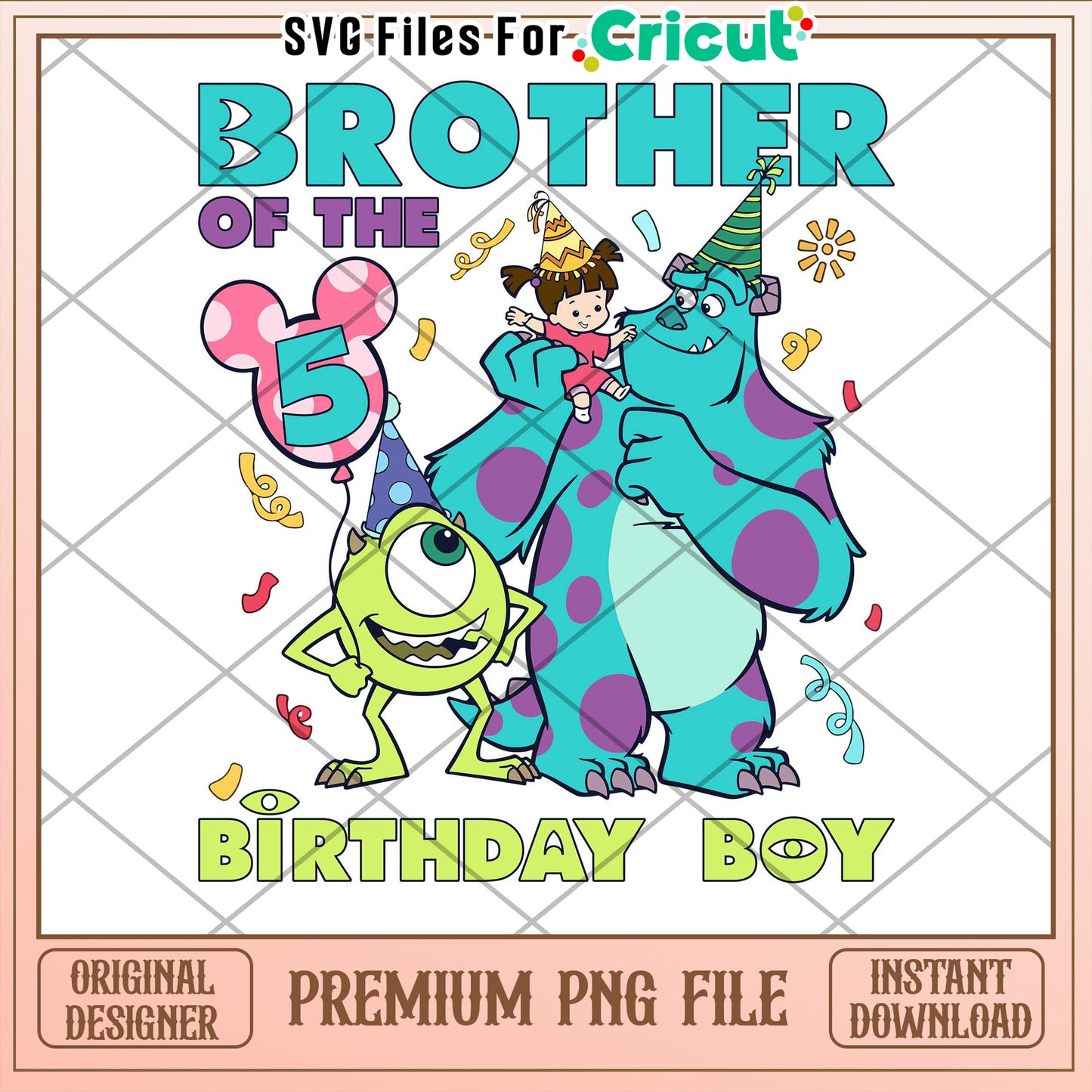 Monsters Inc Brother 5th Birthday PNG