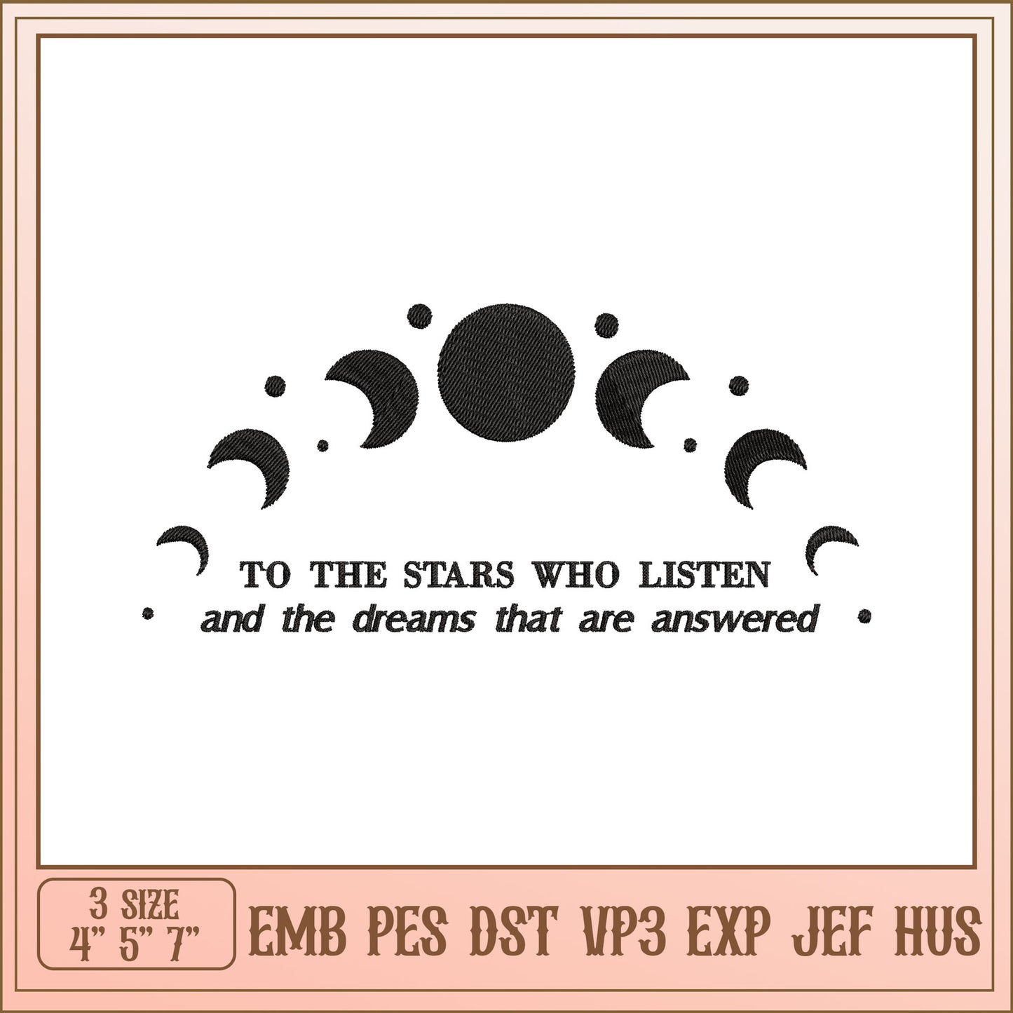 Moon Phases Embroidery Design