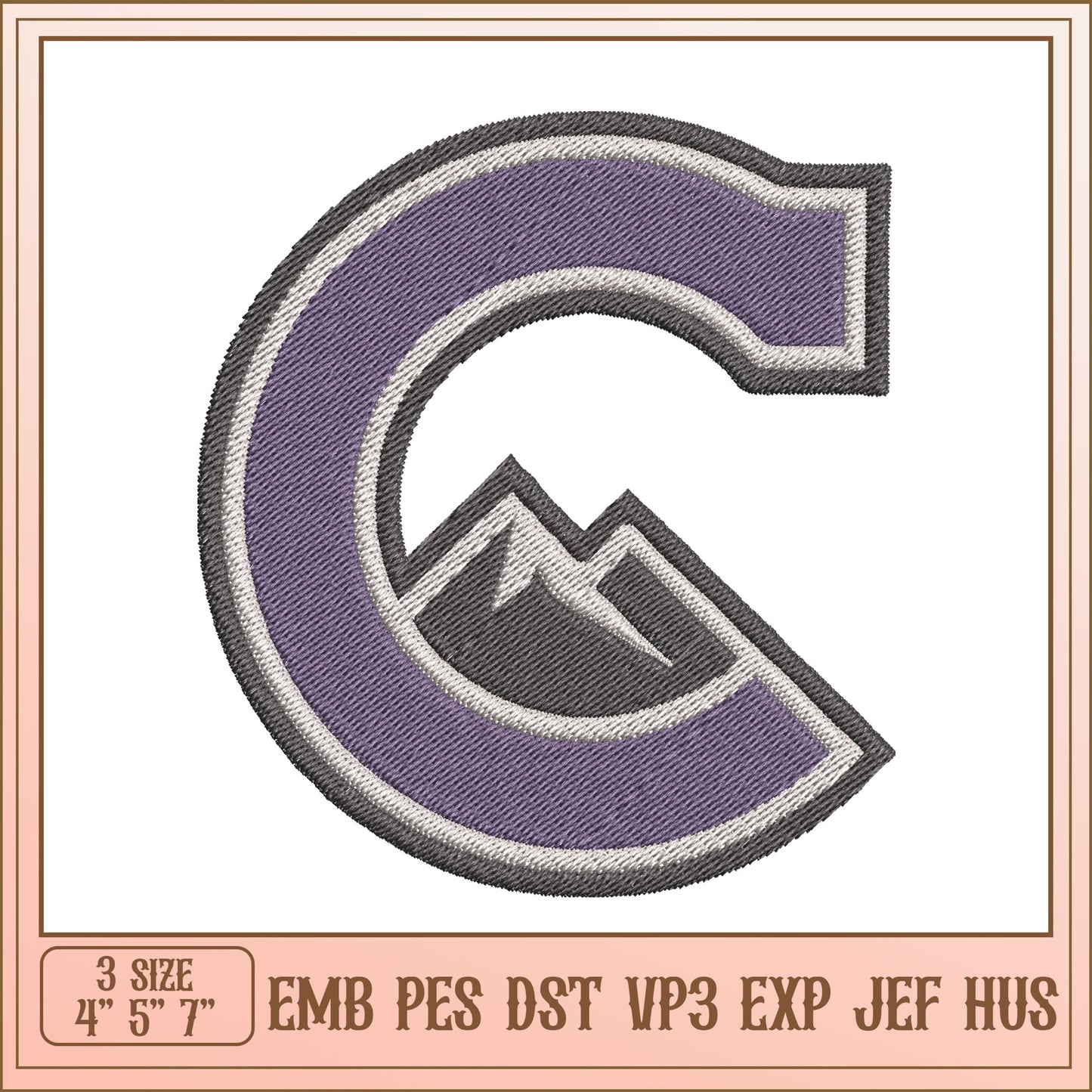 Mountain Letter C Embroidery Design