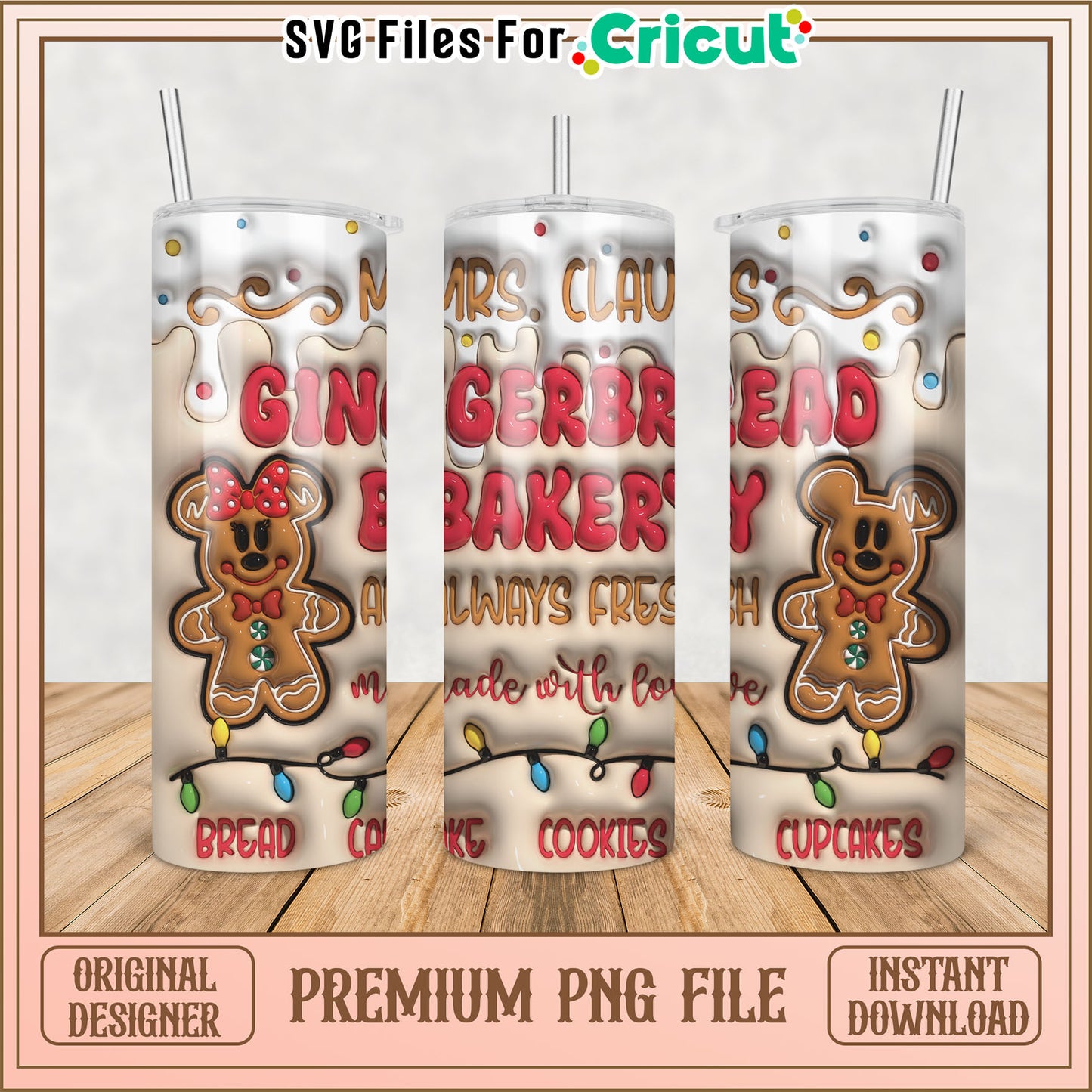 Mrs Claus Gingerbread Bakery PNG Sublimation