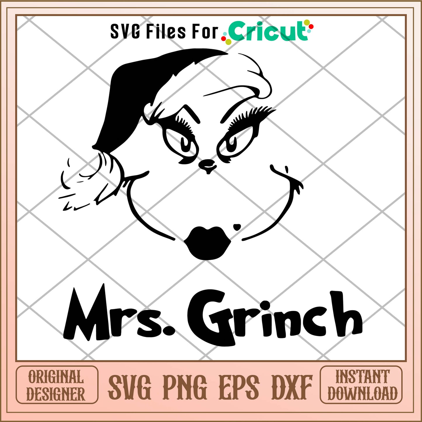 Mrs Grinch Christmas SVG, grinch face outline svg, grinchmas svg