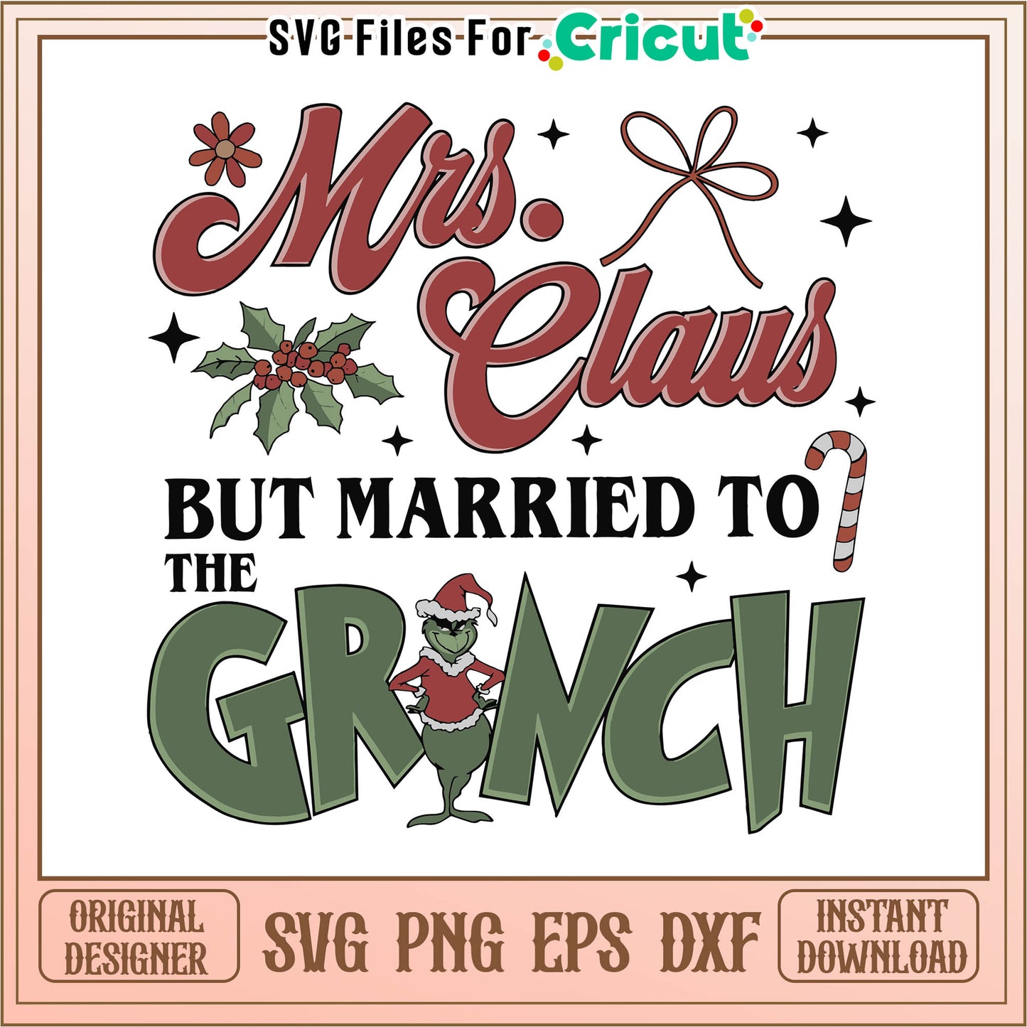 Mrs claus but married to the grinch cartoon svg, cartoon grinch images svg