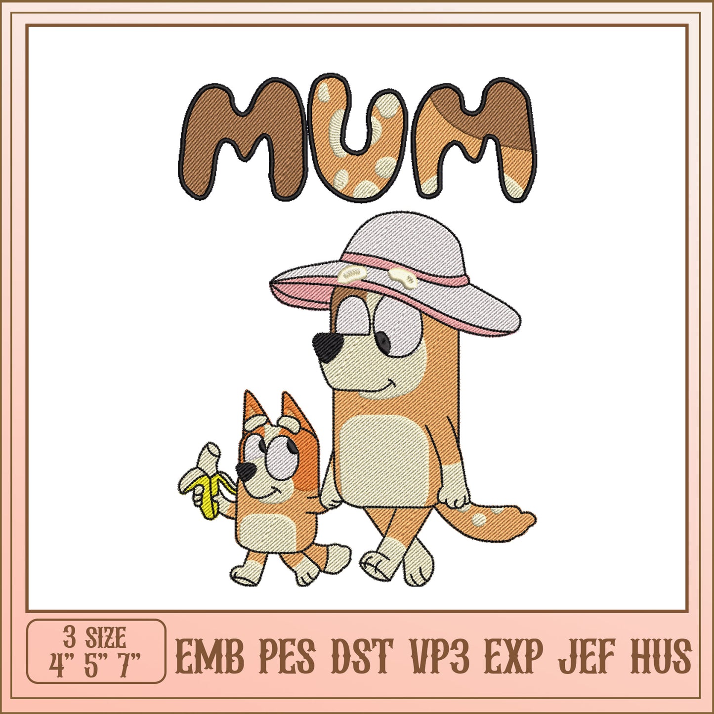 Mum Dog Embroidery Design - 3 Sizes