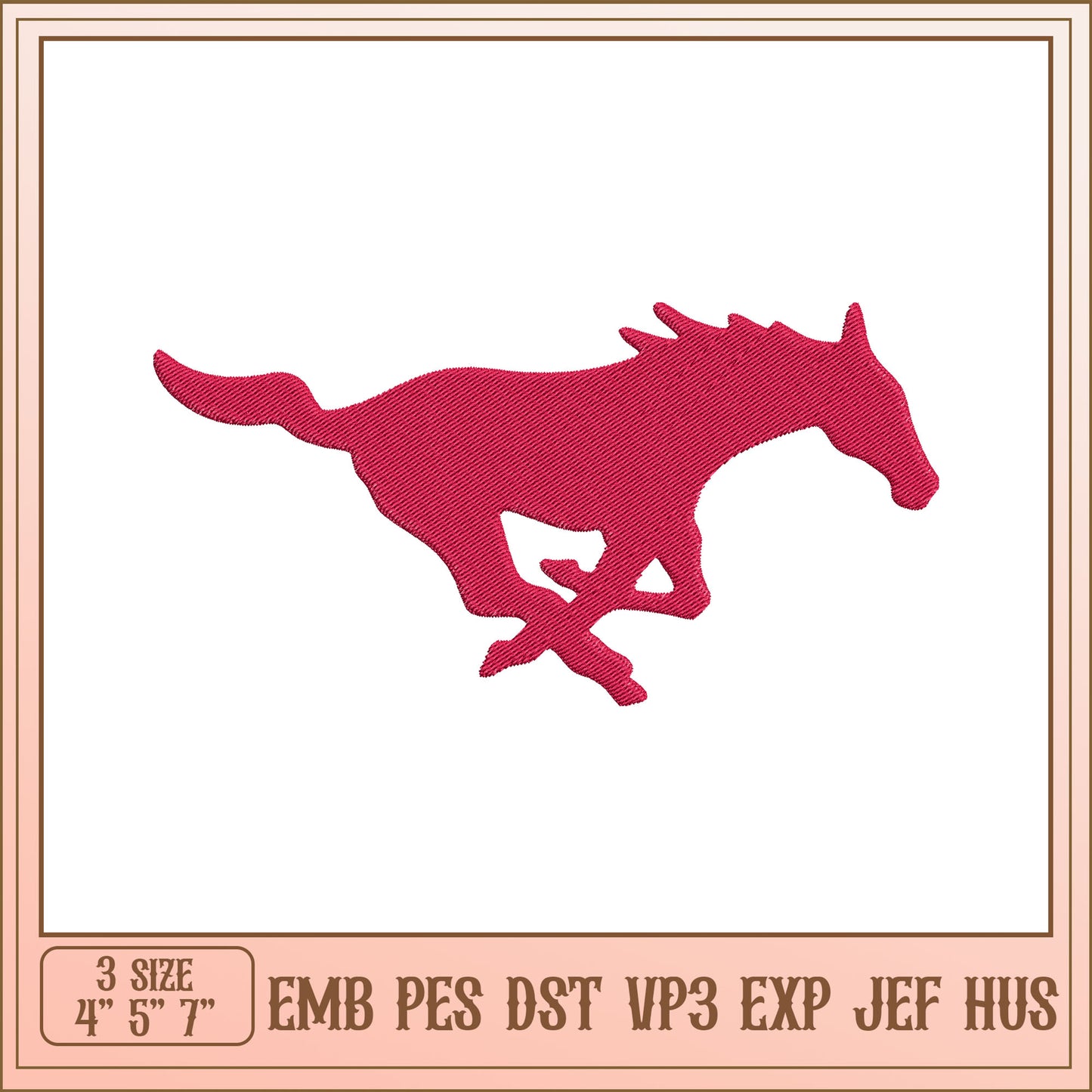Mustang Embroidery Design - 3 Sizes
