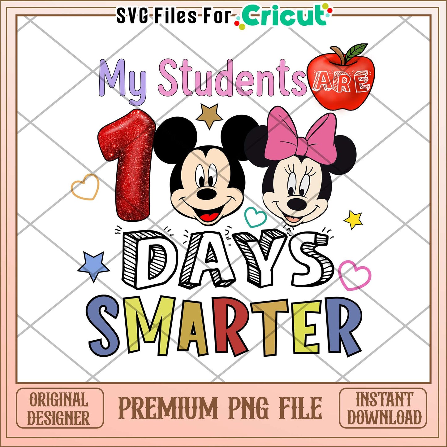 My student are 100 days smarter png, mickey minnie png