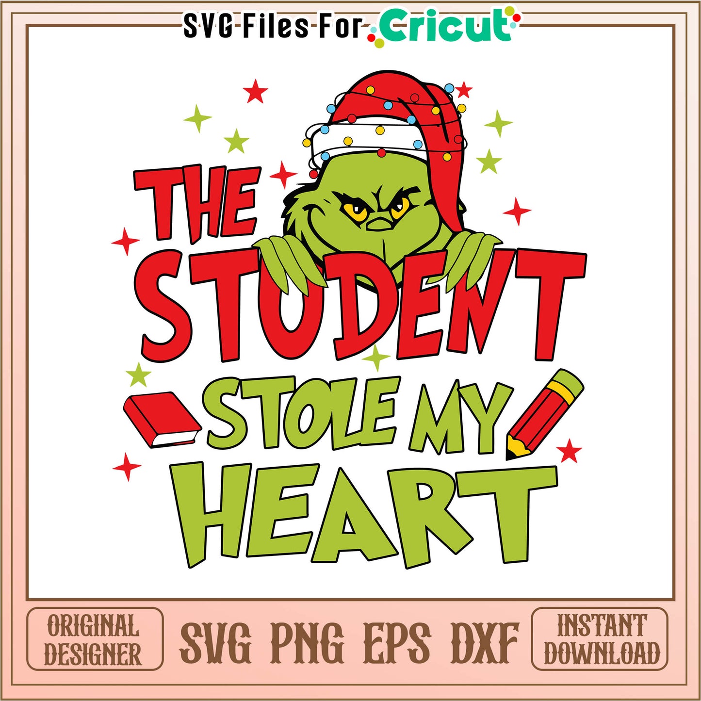 My students stole my heart grinch vibe svg, the grinch heart svg