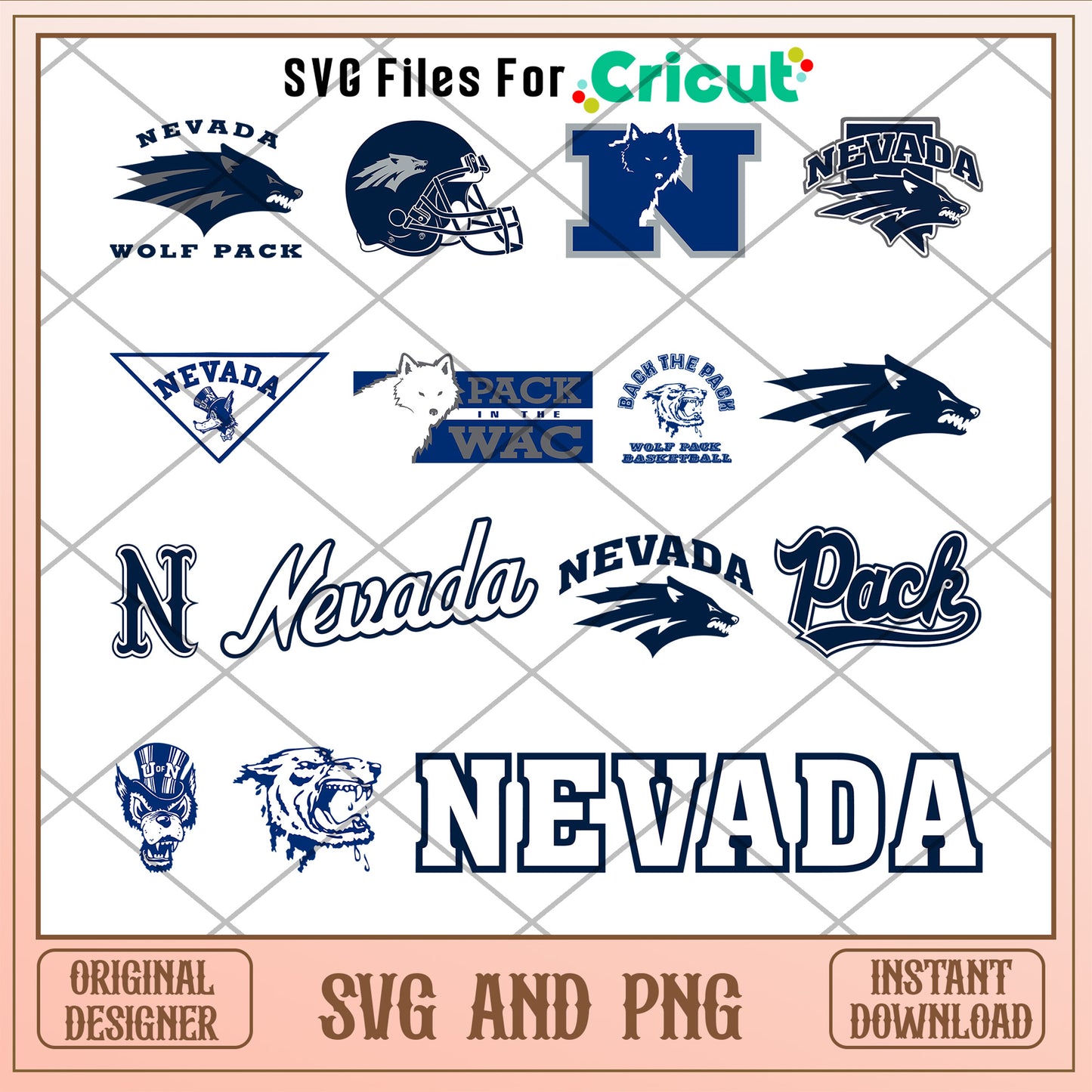 Logo nevada wolf pack bundle design svg, nevada wolf pack svg