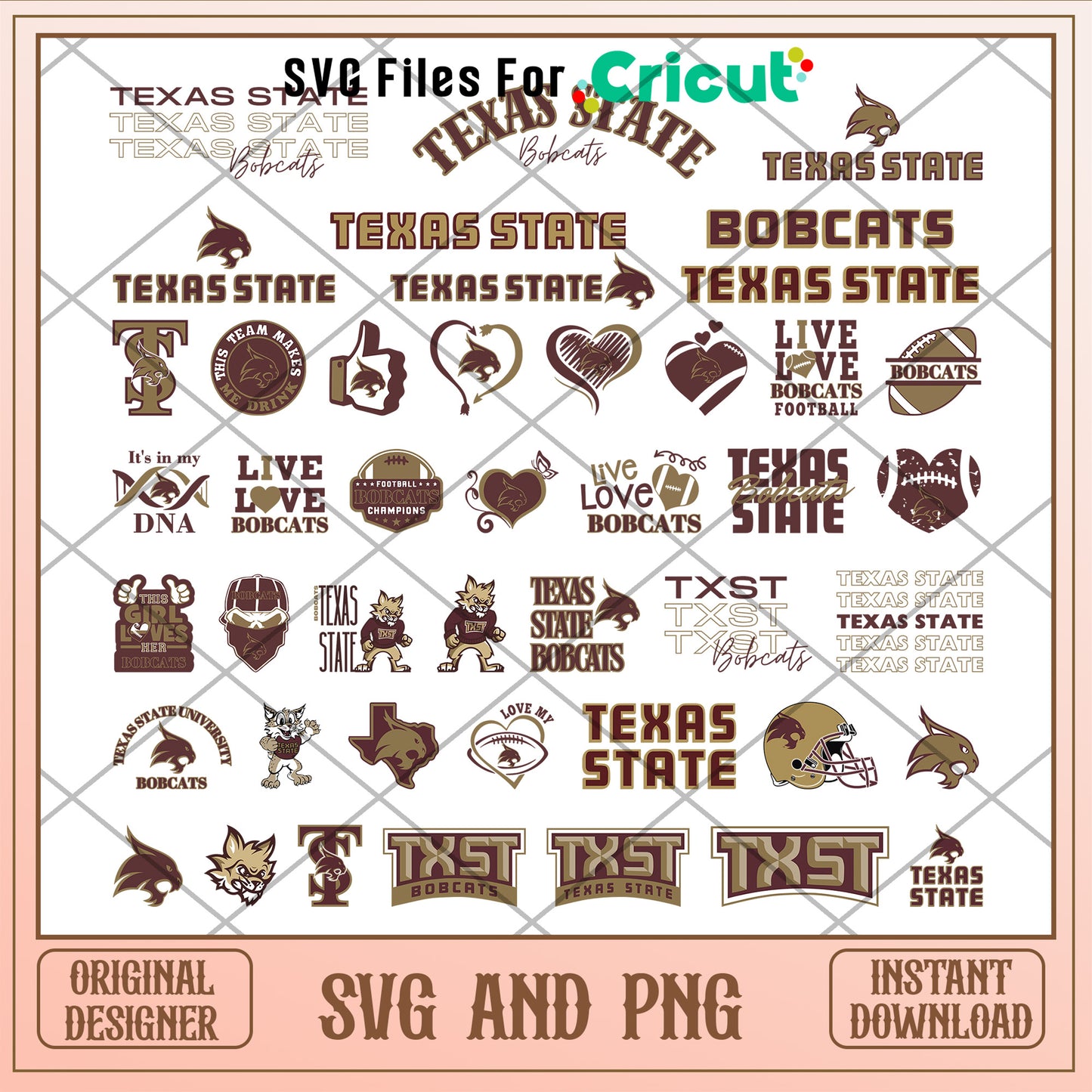 Texas state bobcats logo nacc bundle svg, texas state bobcats baseball svg