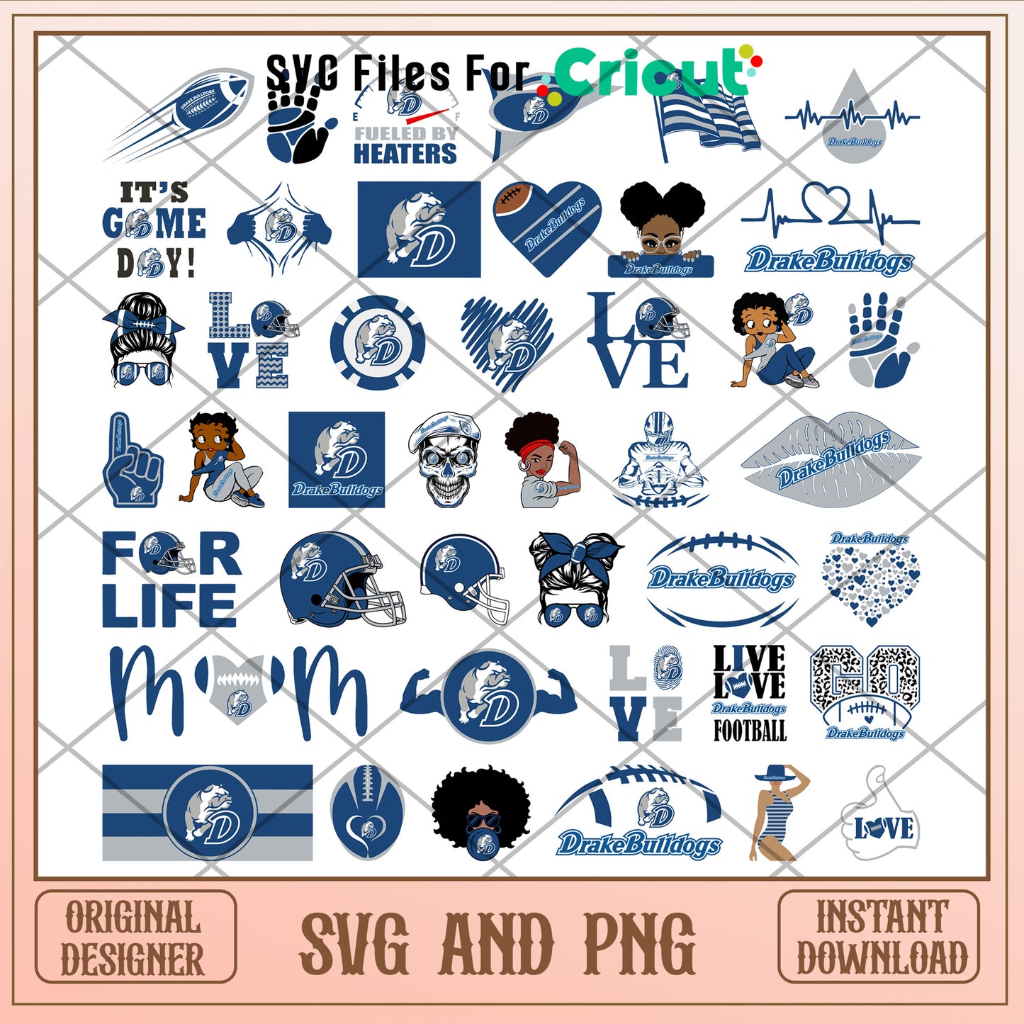 Drake bulldogs logo bundle svg, drake bulldogs football svg