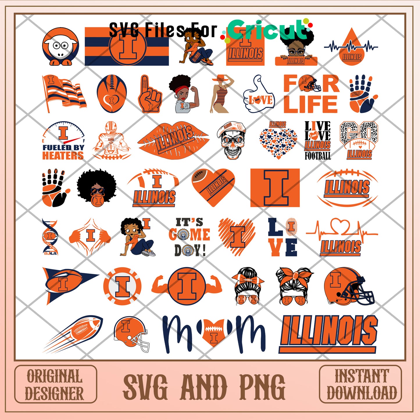 Illinois fighting illini logo bundle svg, illinois fighting illini football