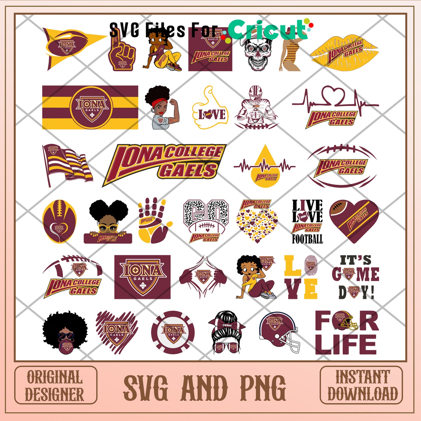 Iona gaels logo ncaa bundle svg, iona gaels football svg