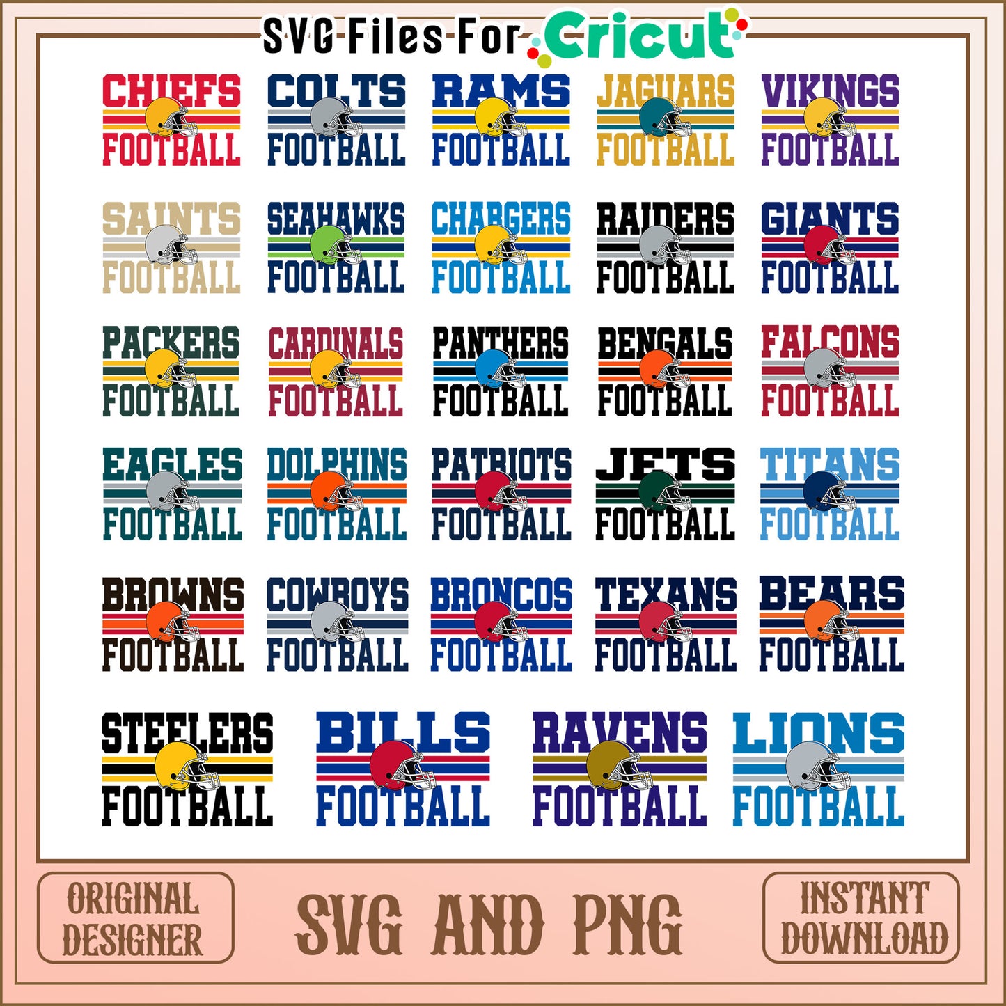 Logo Nfl name design bundle svg, nfl football logos svg