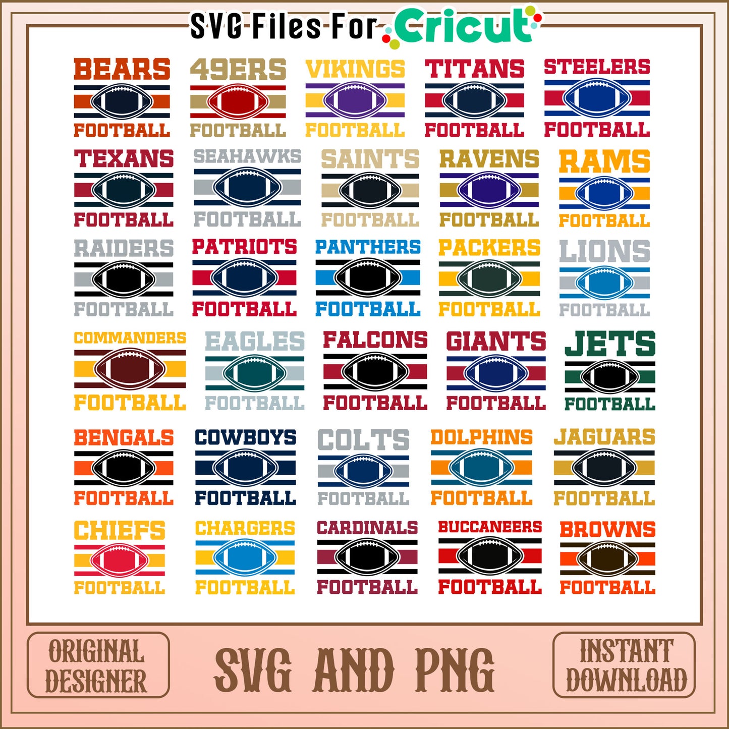 Bears football logo nfl design bundle svg, all nfl team logos svg