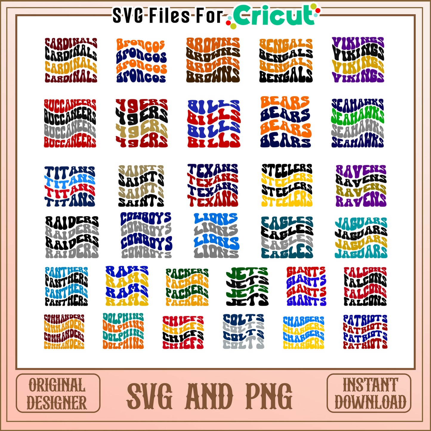 All nfl team logo name design bundle svg, nfl football logos svg