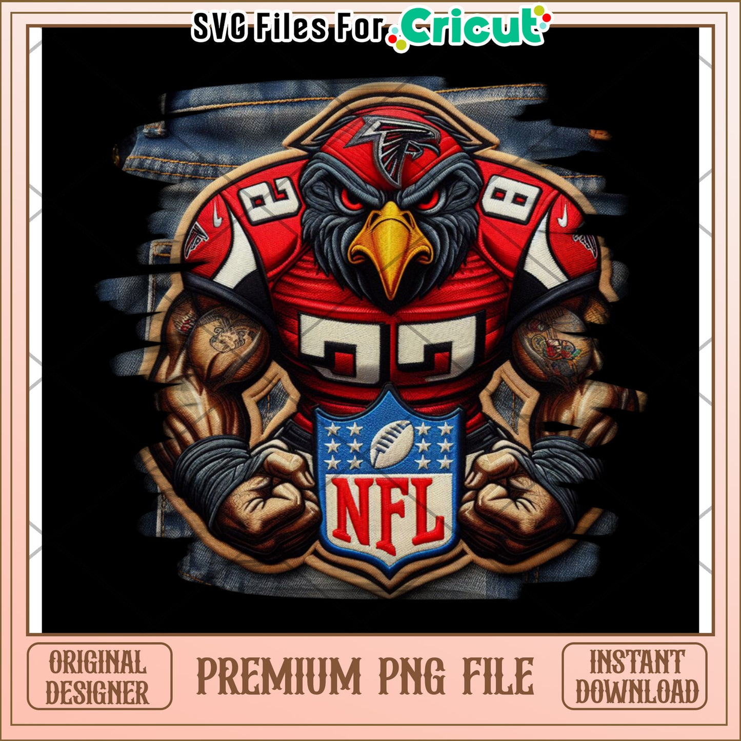 NFL Falcon Graphic, Premium PNG for Cricut Projects