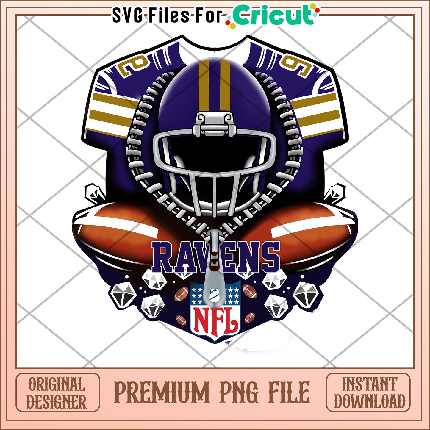 NFL Ravens Helmet Design, Premium PNG File for Cricut Users