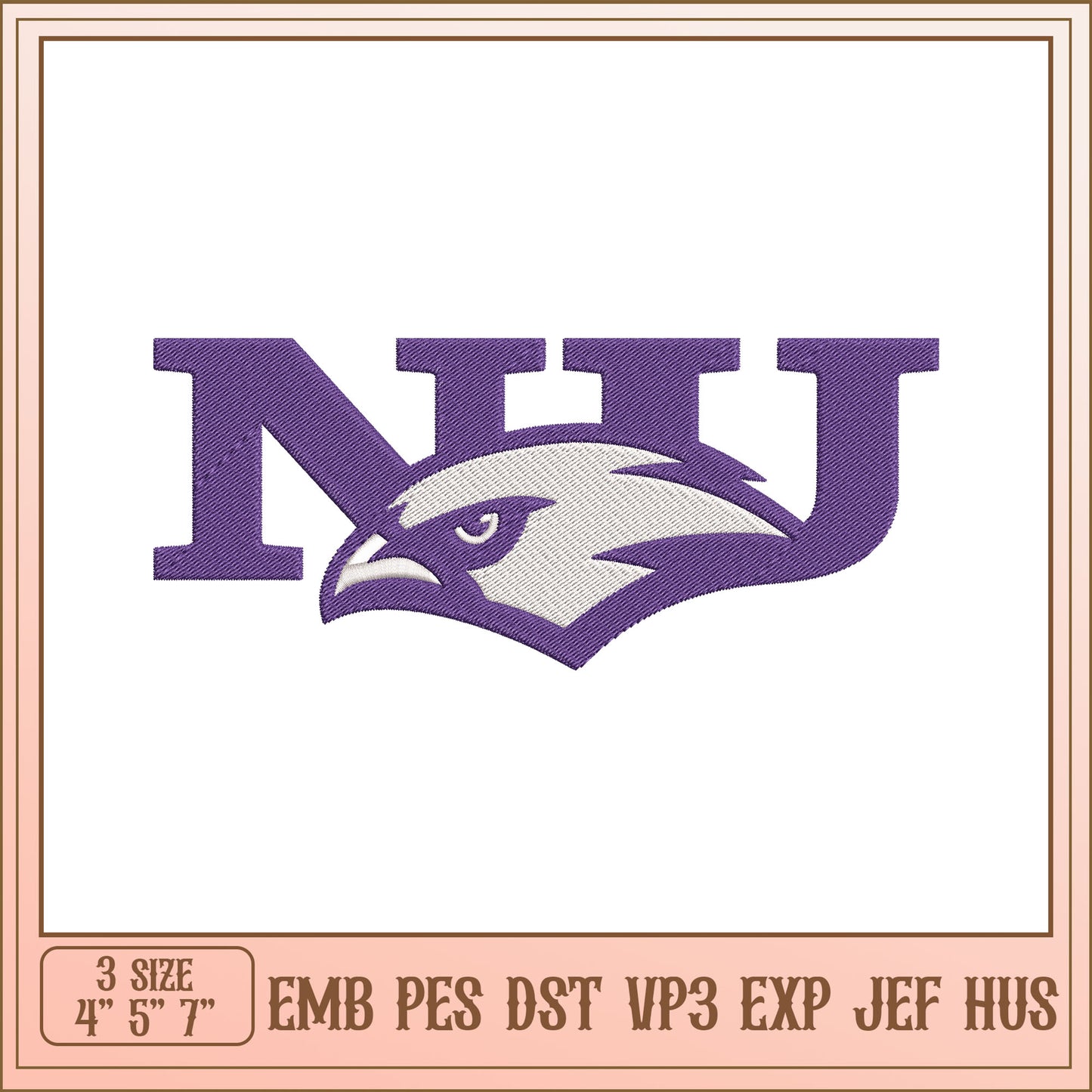 NU Eagle Embroidery Design