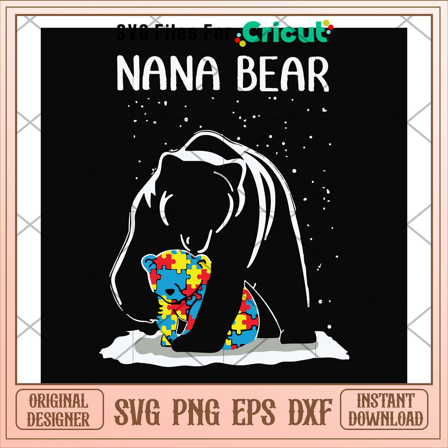 Nana bear puzzle game retro svg, bear svg, funny svg