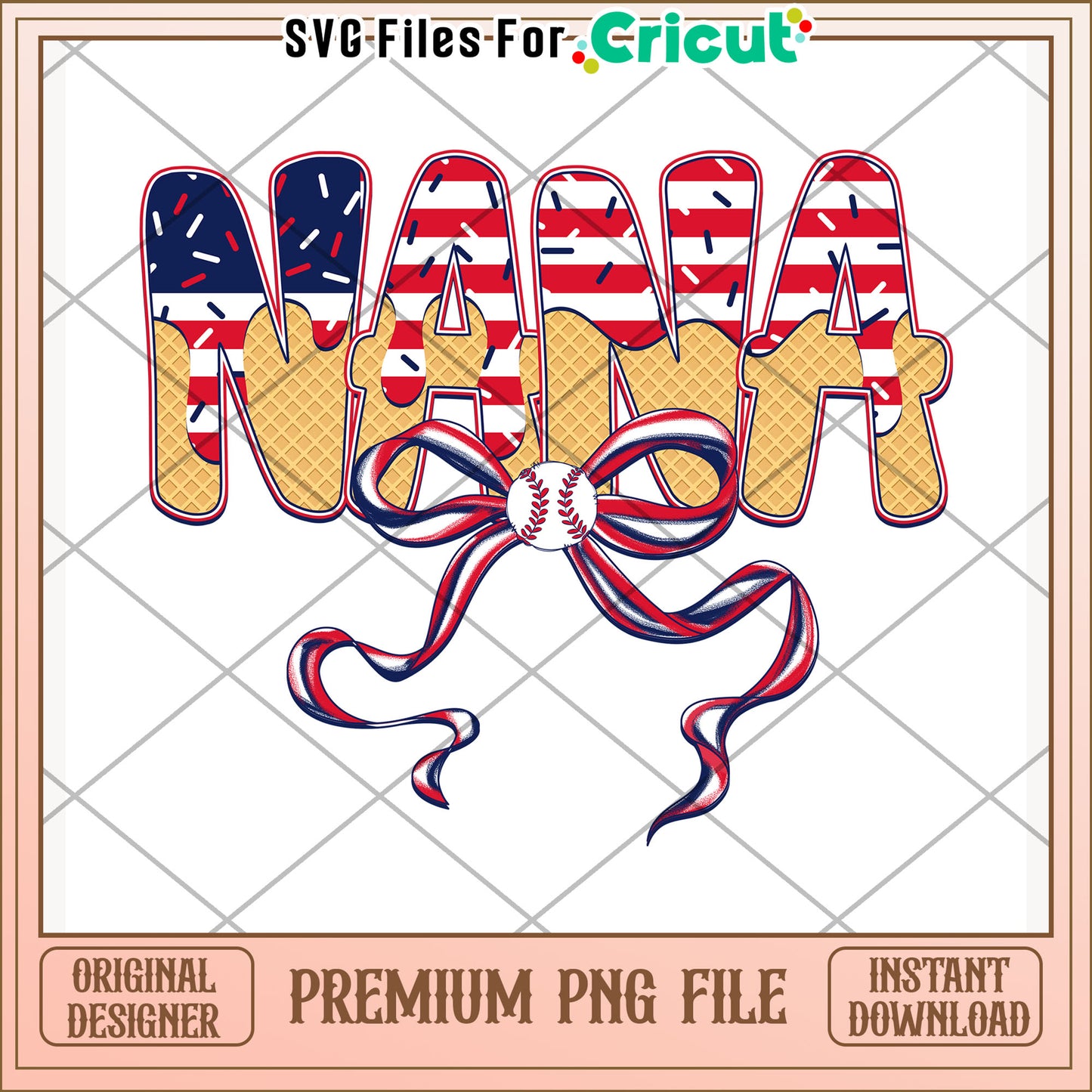 Nana letter bowtie design png, independence day png, america freedom png