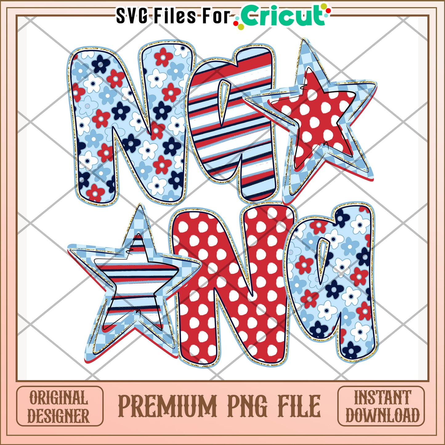 Nana logo letter bowtie design png, independence day png, america freedom png