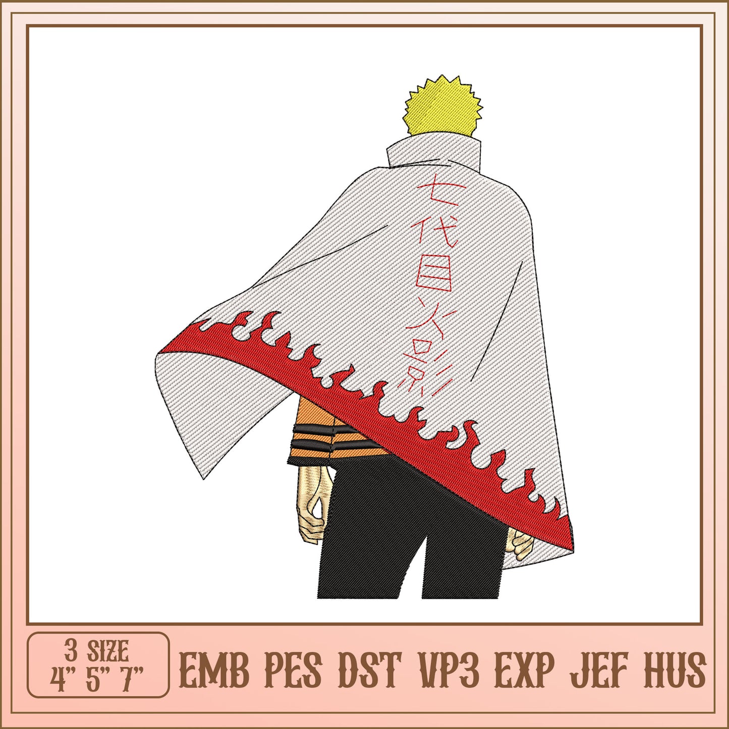Naruto Hokage Embroidery Design
