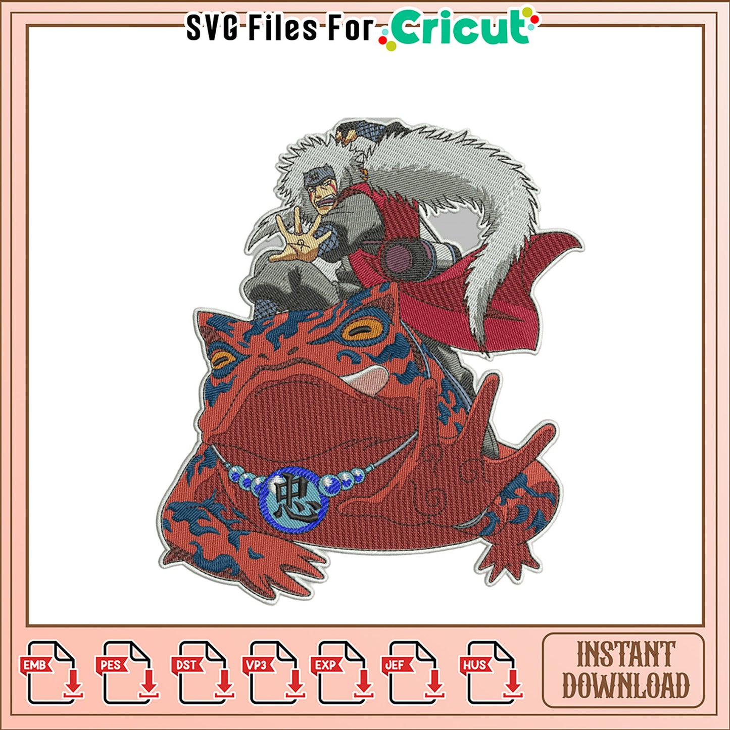 Naruto Jiraiya Toad Embroidery Design Instant Download