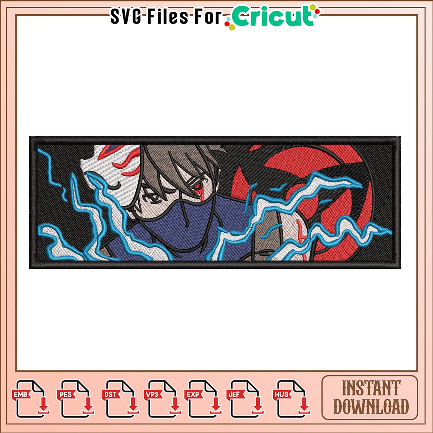 Naruto Kakashi Embroidery Design Instant Download