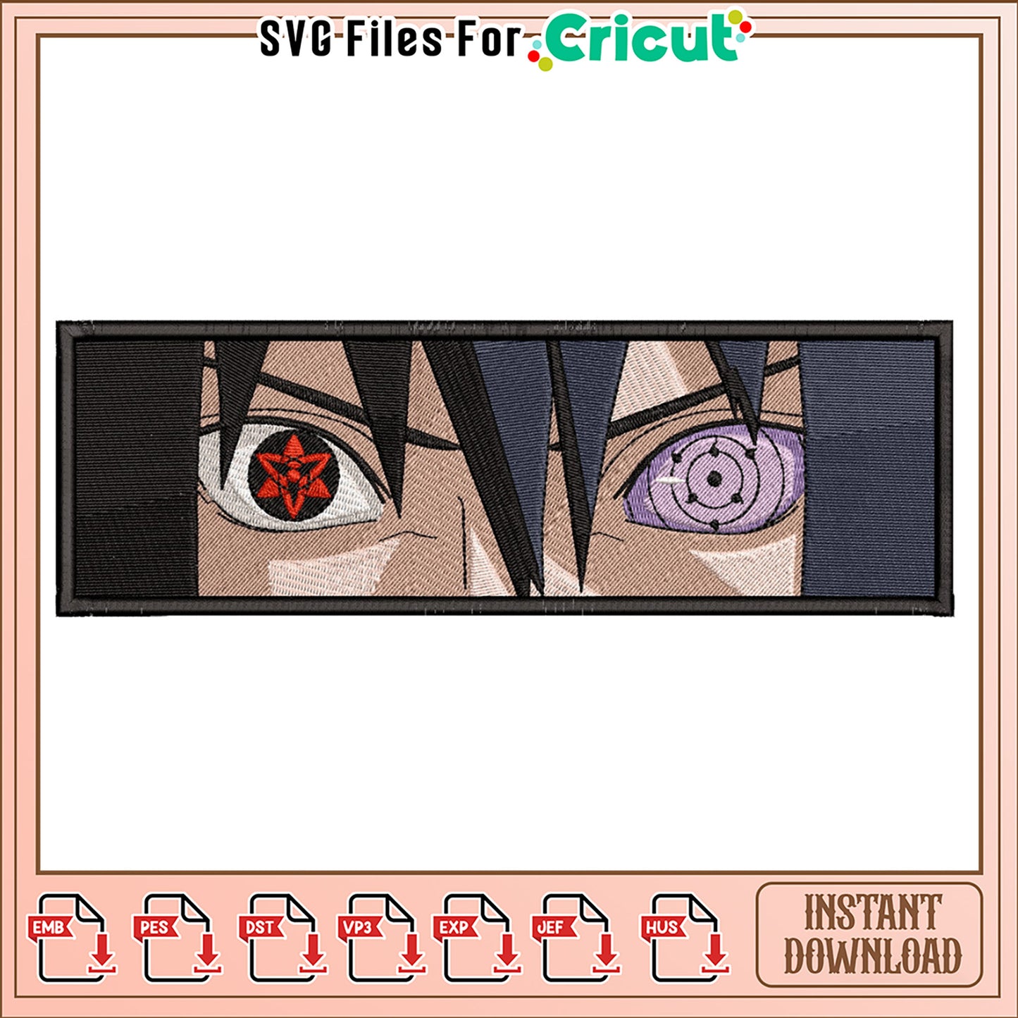 Naruto Sharingan Eyes Embroidery Design Instant Download