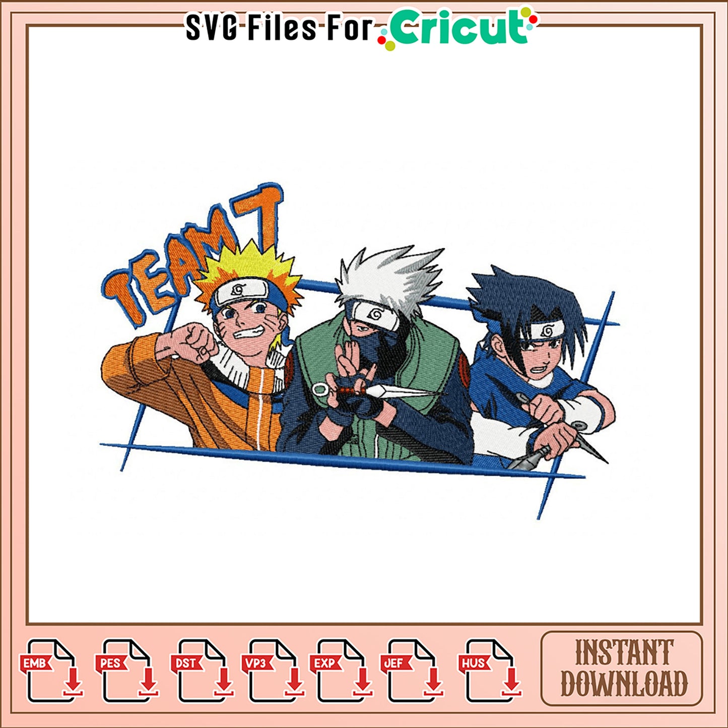 Naruto Team 7 Embroidery Design Instant Download