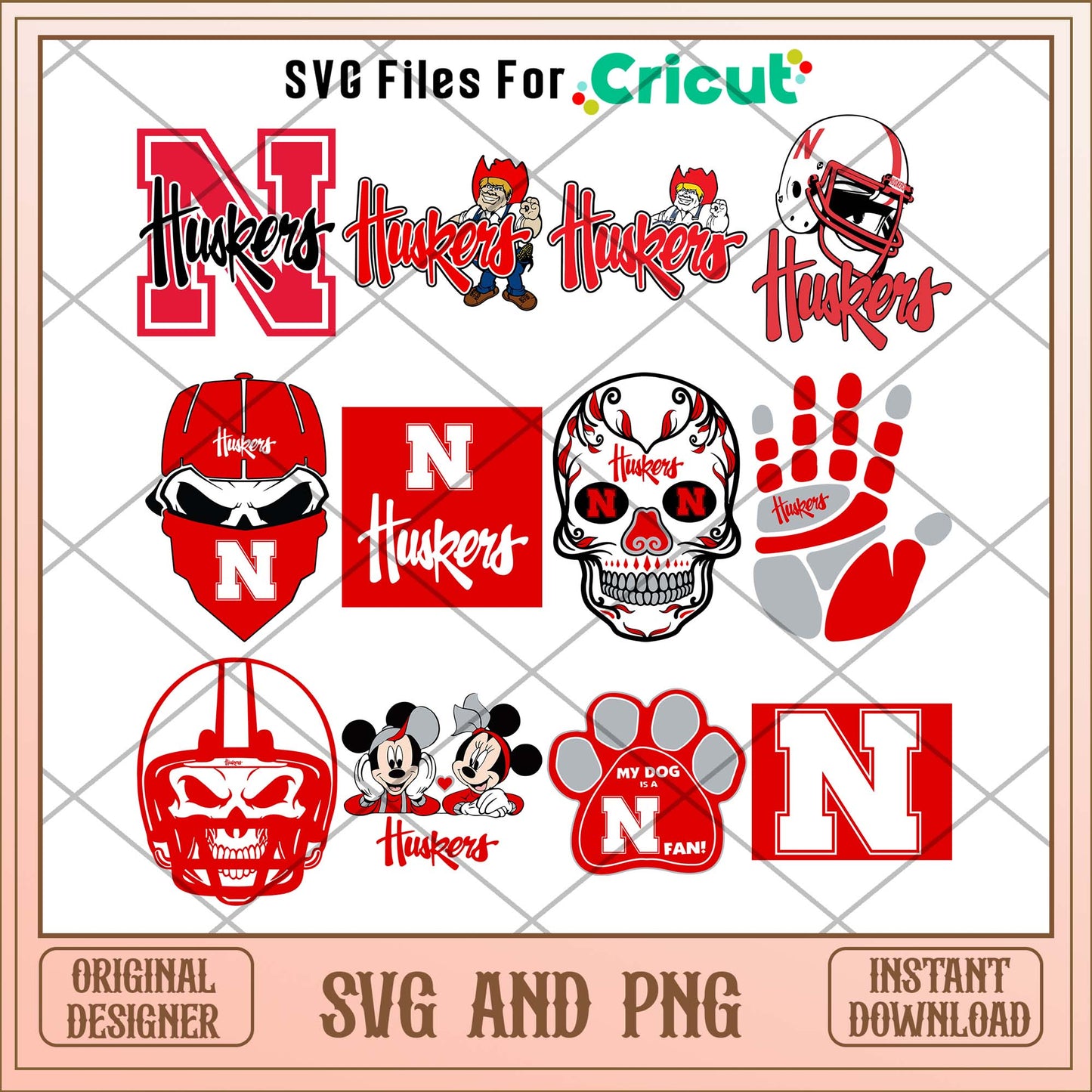 Nebraska Cornhuskers skull svg, Nebraska Cornhuskers svg bundle, NCAA svg