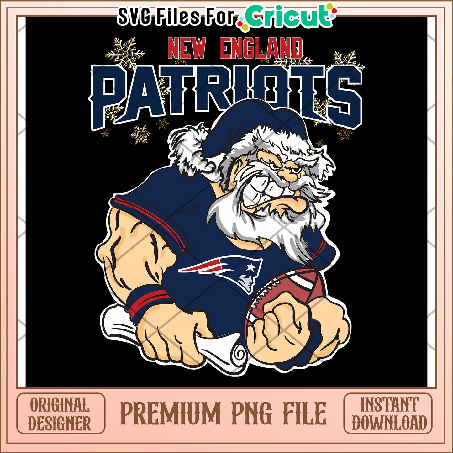 New England Patriots Santa PNG File, Instant Download for Crafts