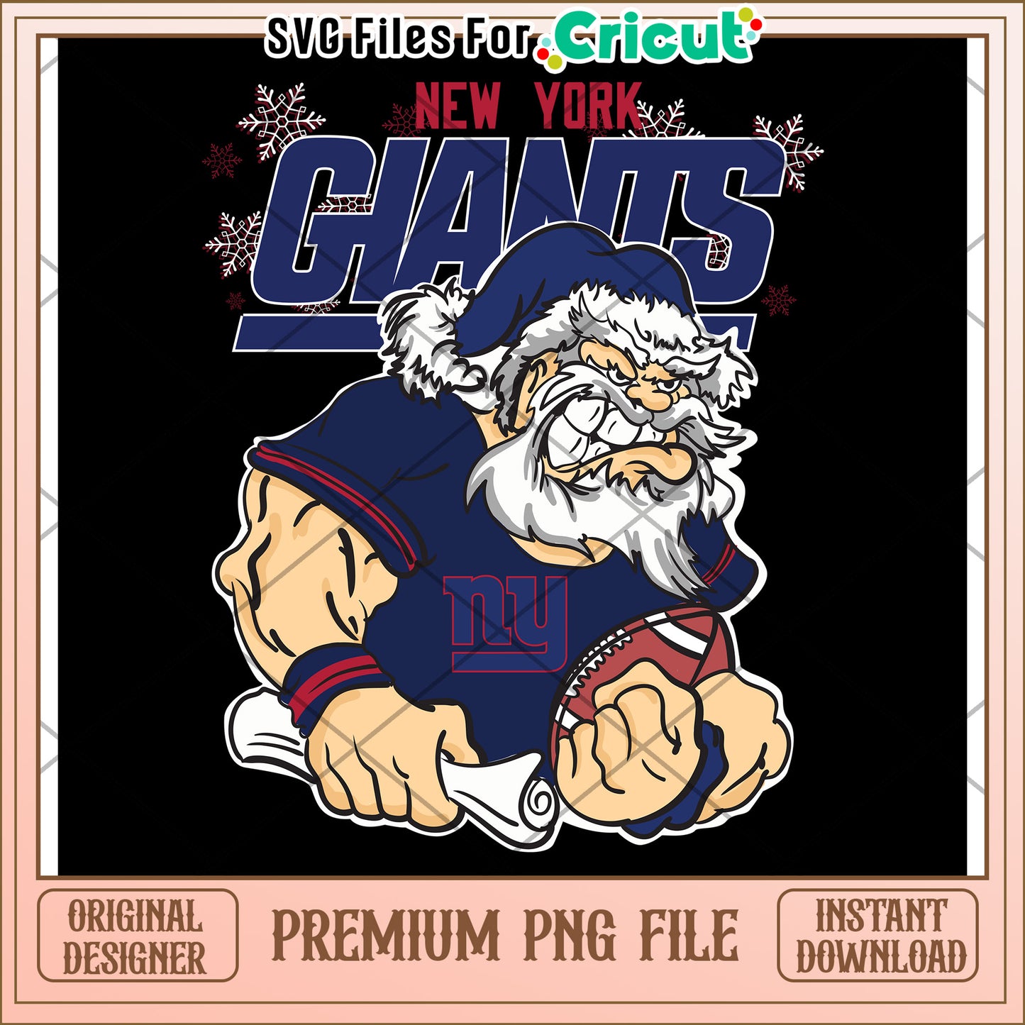 New York Giants Santa PNG Design, Perfect for Cricut Projects