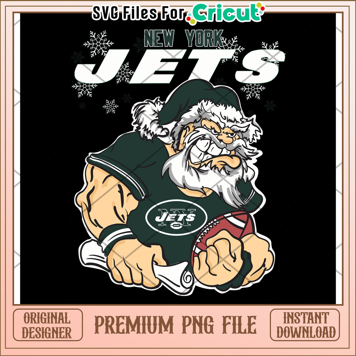 New York Jets Santa design png file, perfect for holiday crafts