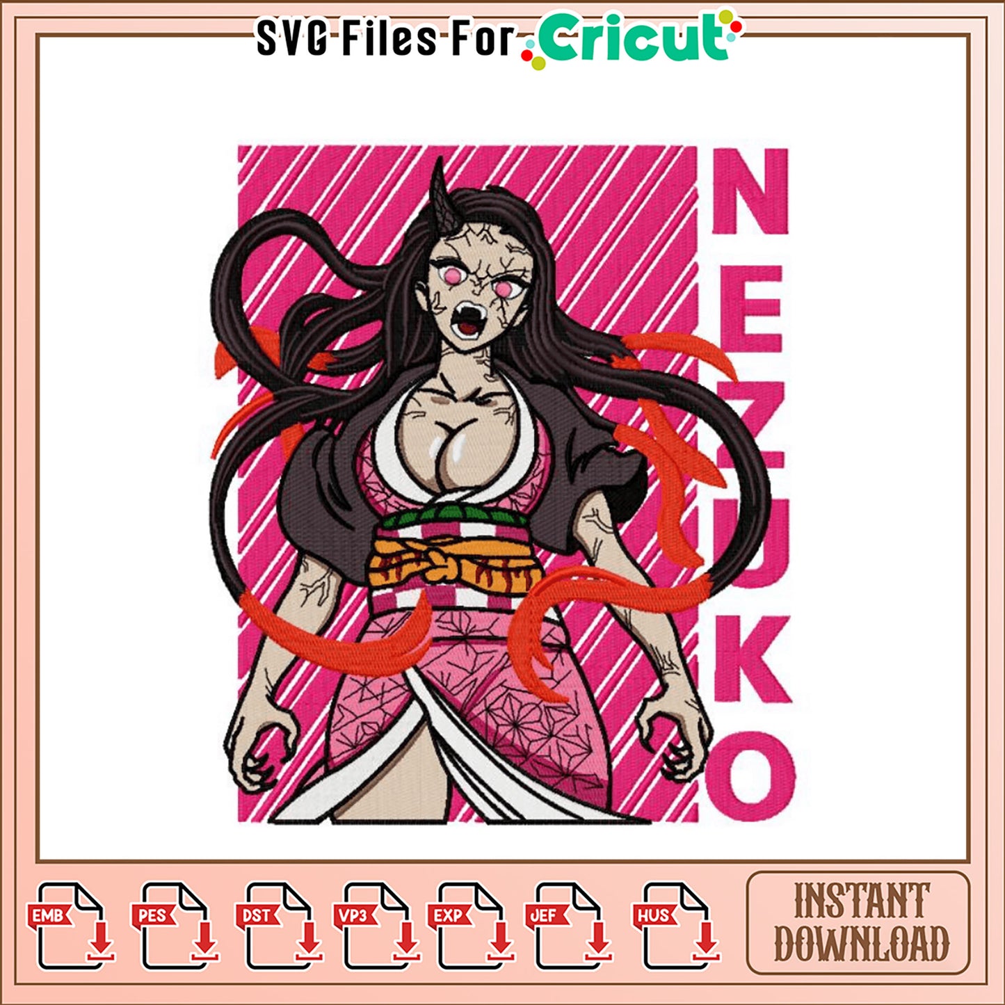 Nezuko Demon Slayer Embroidery Design