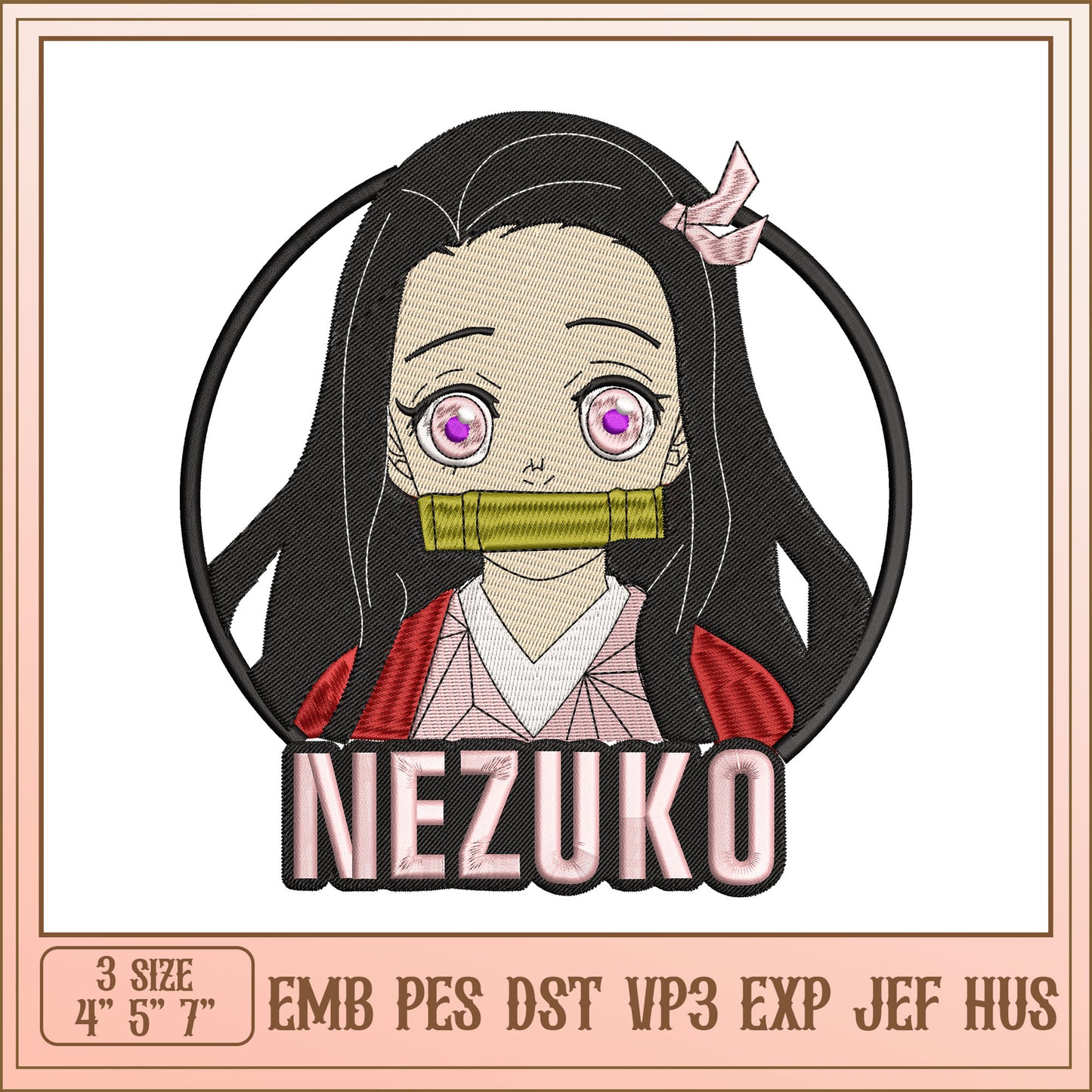 Nezuko Embroidery Design - 3 Sizes