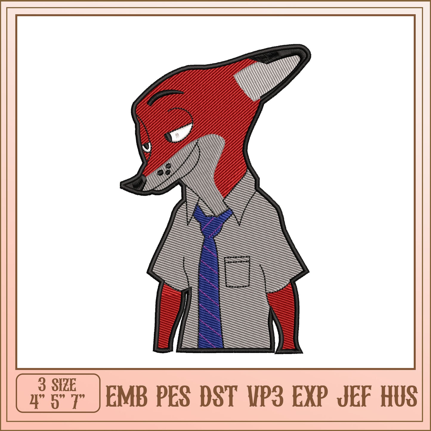 Nick Wilde Embroidery Design - 3 Sizes