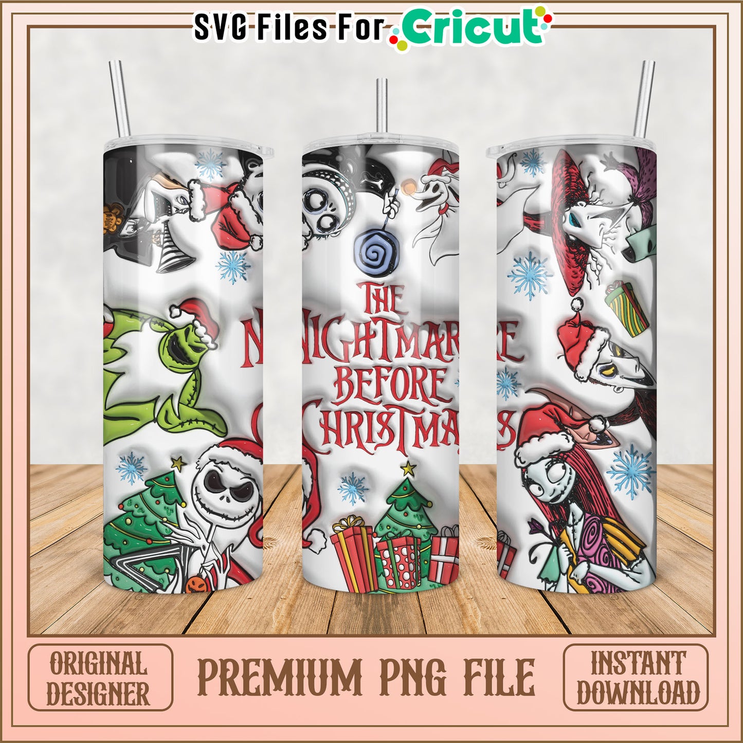 Nightmare Before Christmas PNG Tumbler