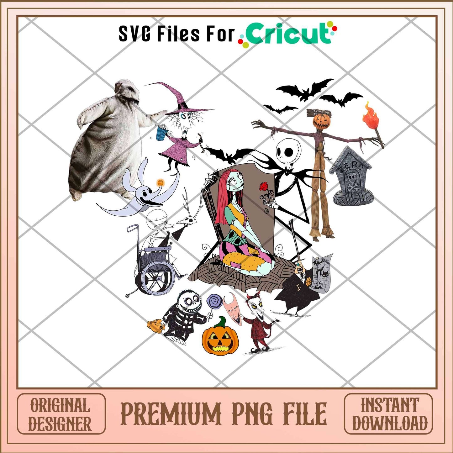 Nightmare Before Christmas Wallpaper png, Nightmare Before Christmas characters png, Digital Download