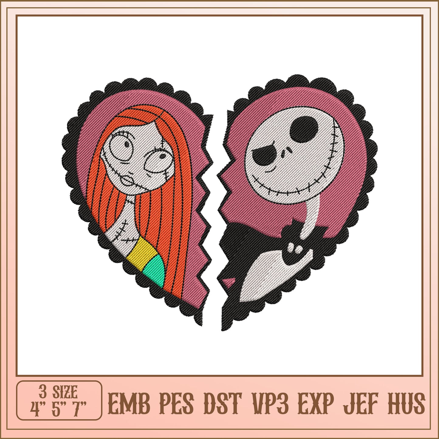 Nightmare Before XMas Broken Heart Embroidery