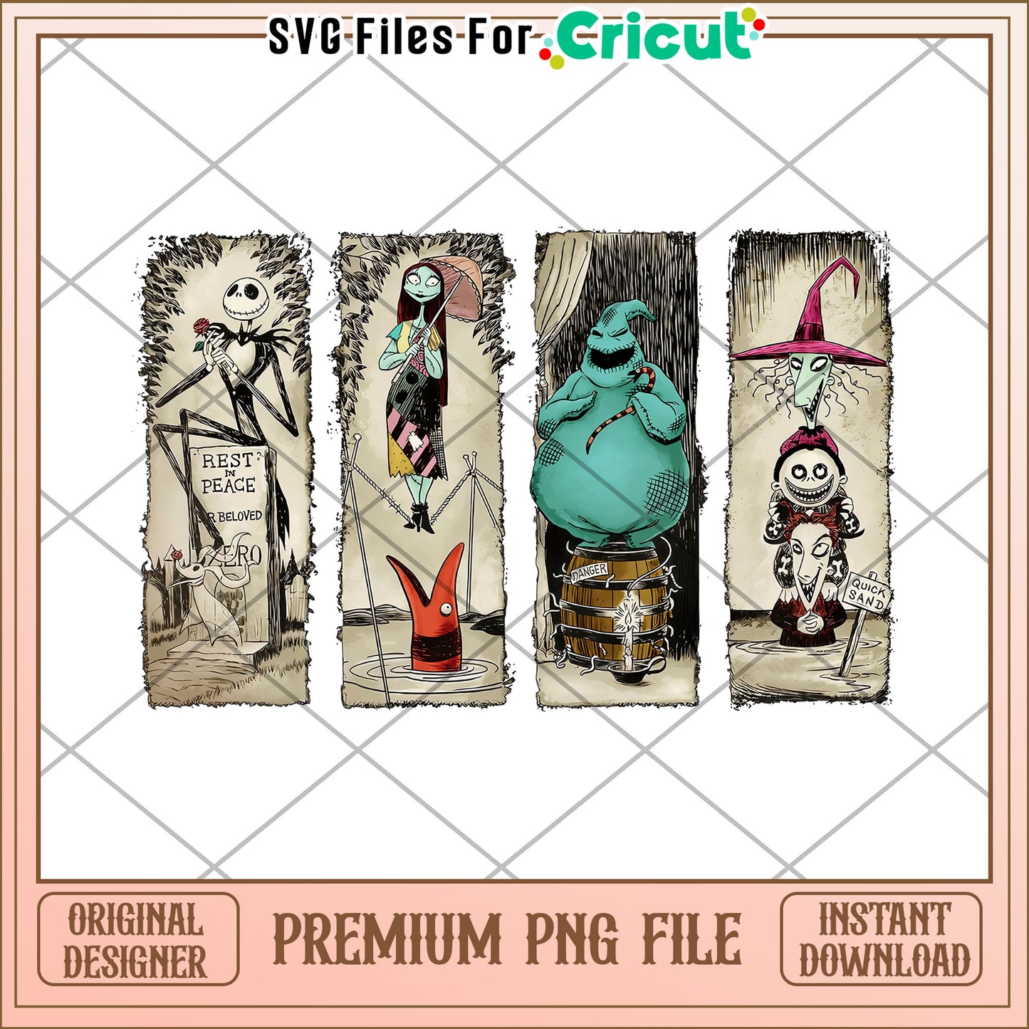 Nightmaree before christmas characters png, halloween costumes png, halloween desigin png