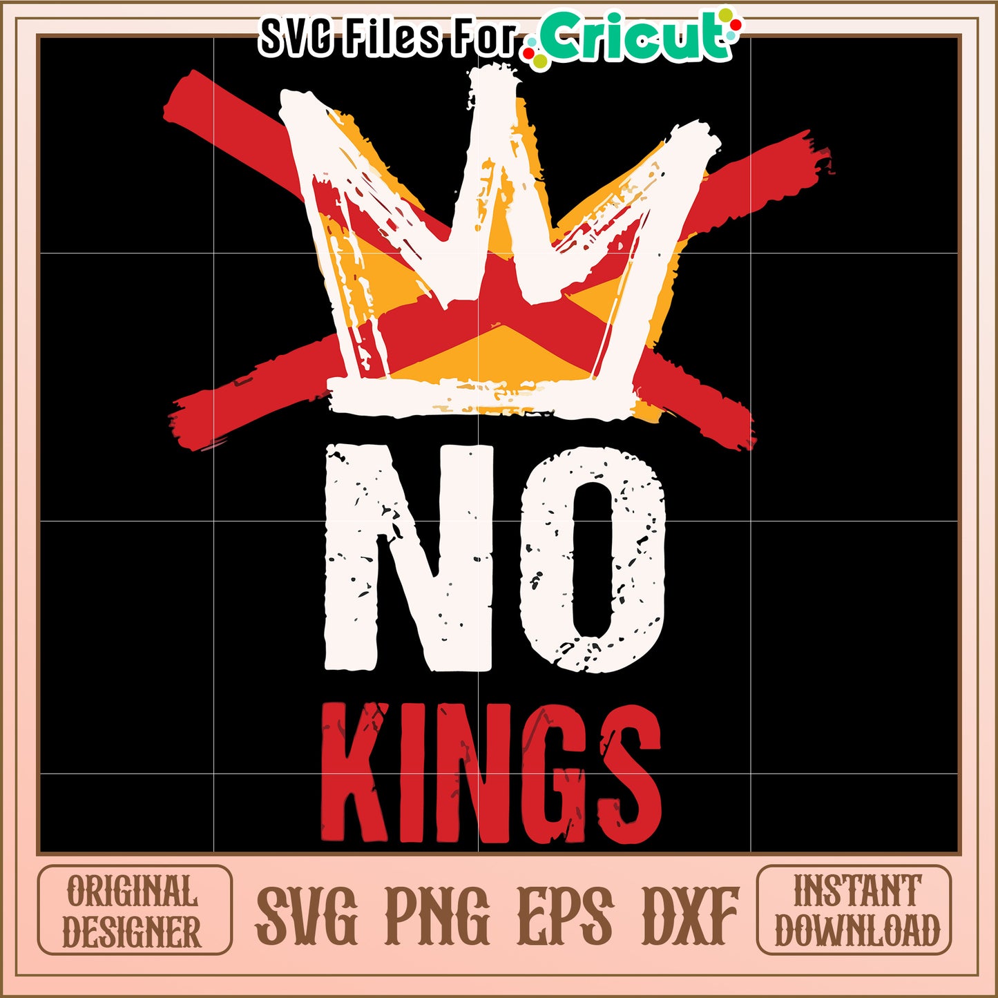 No kings design svg, anti monarchy svg, freedom quote svg